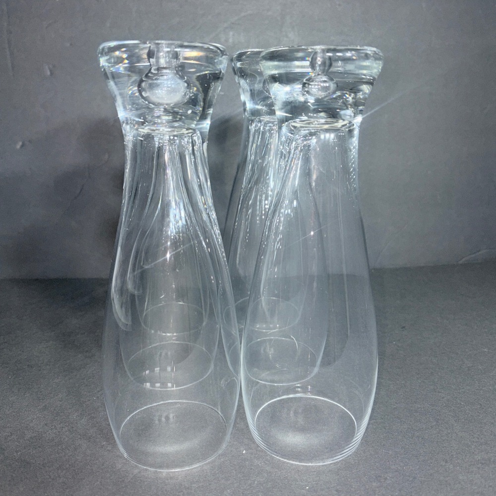 Set of 6 Crate and Barrel Crystal Krosno Bubble Base Pilsner Glasses Poland - Picture 10 of 16